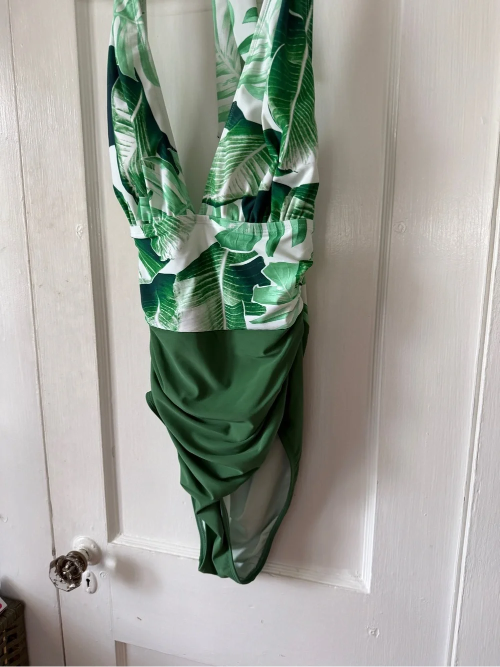 Green Tropical Print One-Piece Swimsuit